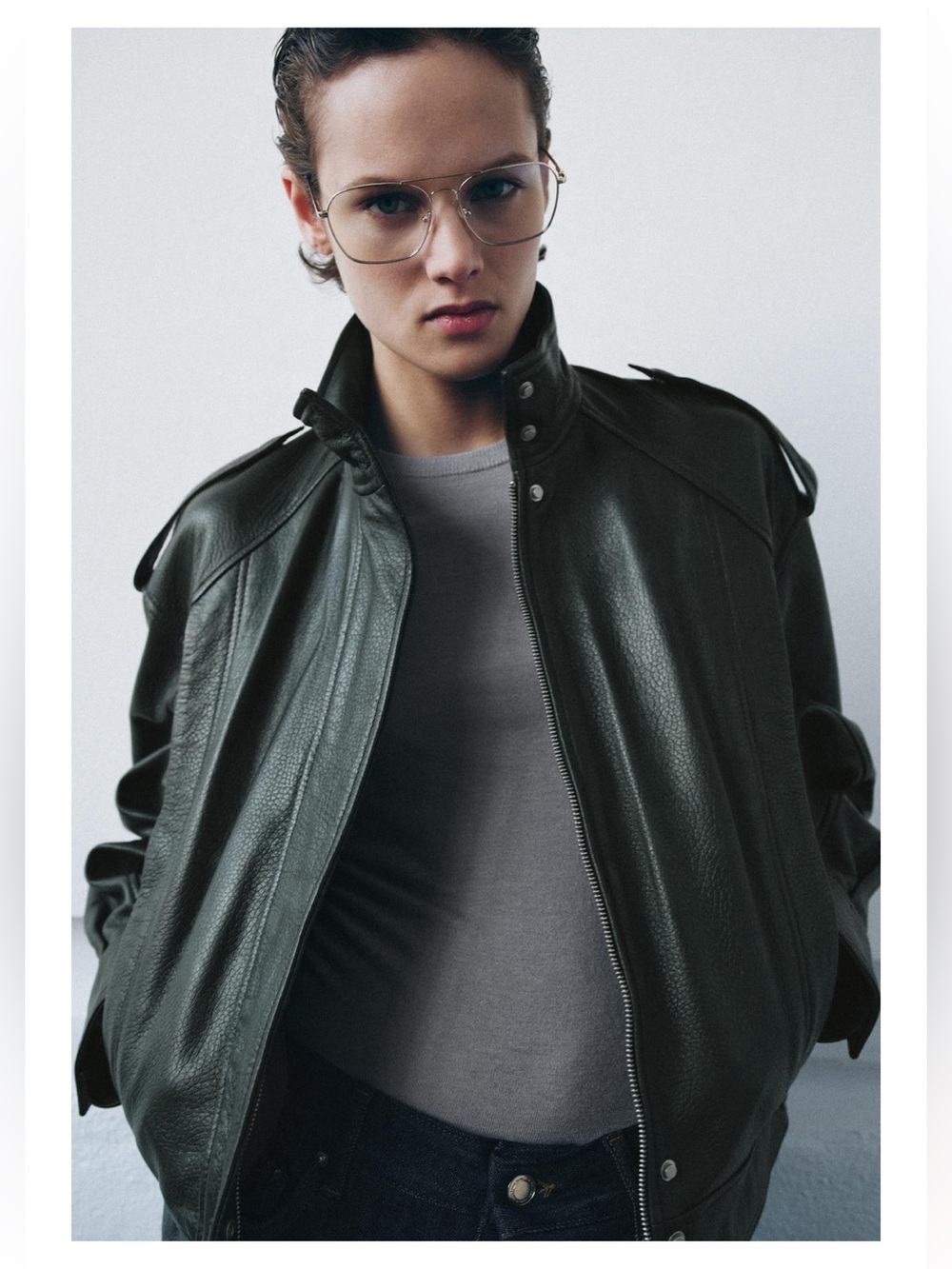 Zara Limited Edition Green Leather Jacket - NWT